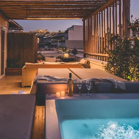Apartment Living Stone Azurite: Luxury Acropolis-view With Jacuzzi *
